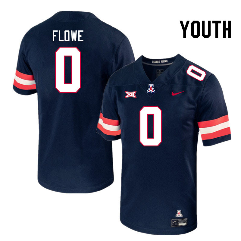 Youth #0 Justin Flowe Arizona Wildcats Big 12 Conference College Football Jerseys Stitched-Navy